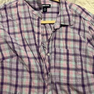 Lands' End Purple Plaid Shirt